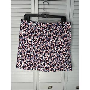 Liz Claiborne Lizgolf pink blue white side zip skort w/pockets women's size 12